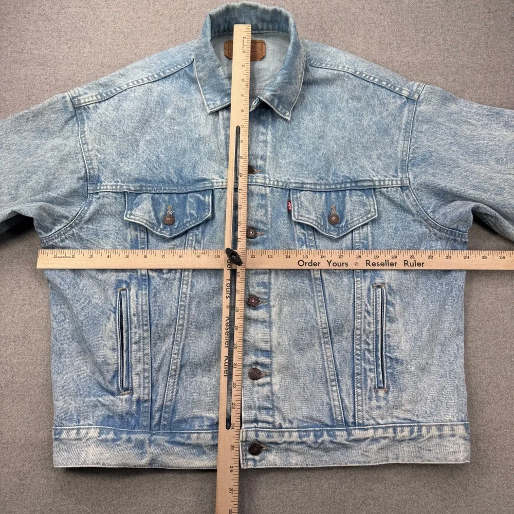 Vintage 80s Levis Trucker Jacket Mens L 70507 0208 Blue Acid Wash Made In USA - Picture 9 of 10